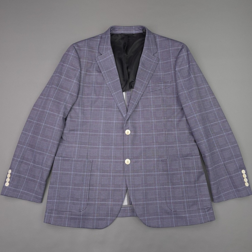 Michael Strahan Blazer Mens Large Purple Glen Plaid Stretch Sport Coat Jacket - Picture 2 of 13